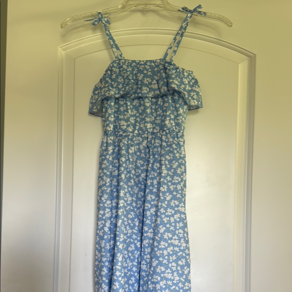 Blue Floral Sleeveless Dress